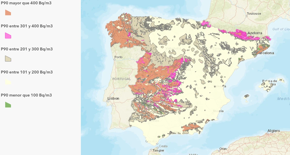 Map of radon potential in Spain